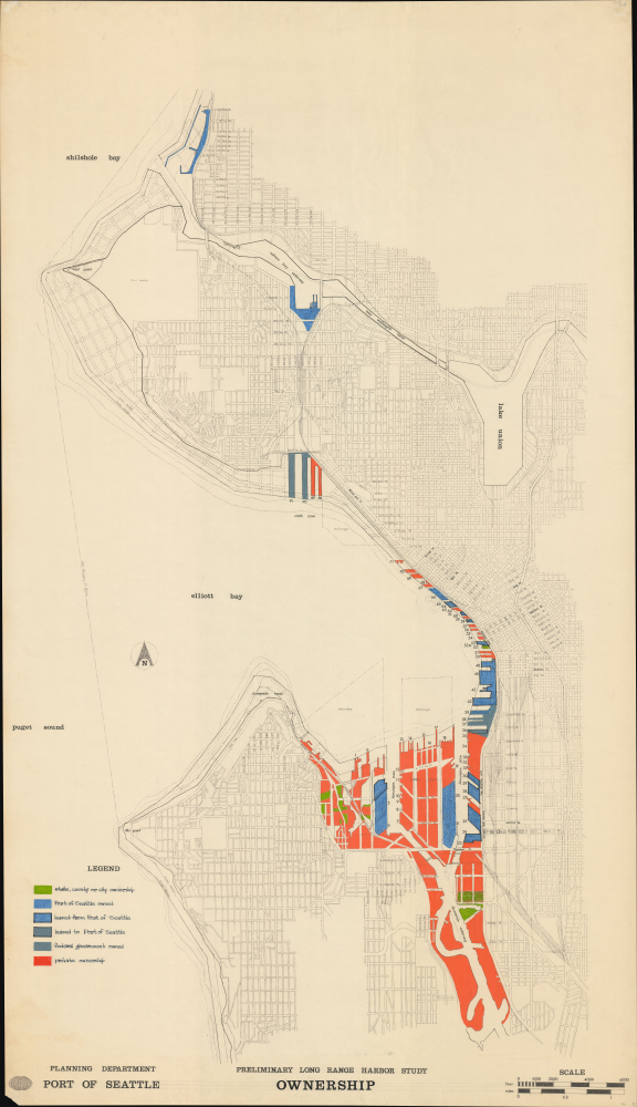 1970 Manuscript Wall Planning Map of the Port of Seattle, Washington