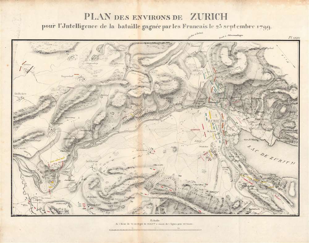 Plan des environs de Zurich pour l'intelligence de la bataille gagnée par les Francais le 25 septembre 1799. - Main View