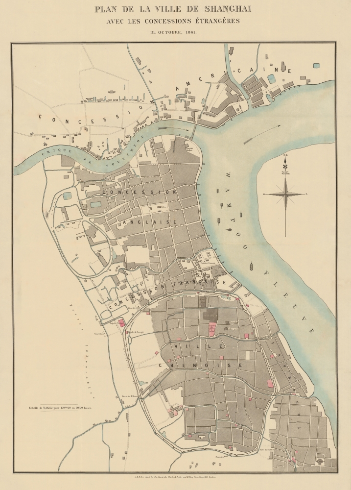 Plan de la Ville de Shanghai avec Les Concessions Étrangères 31, Octobre, 1861. - Main View