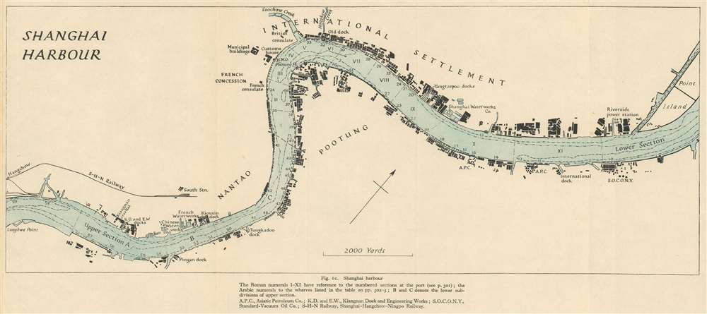 1945 Royal Navy Map of Shanghai Harbor and the Huangpu River, China
