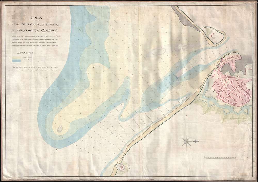 1823 Atkinson Nautical Chart of the Entrance to Portsmouth Harbor, England