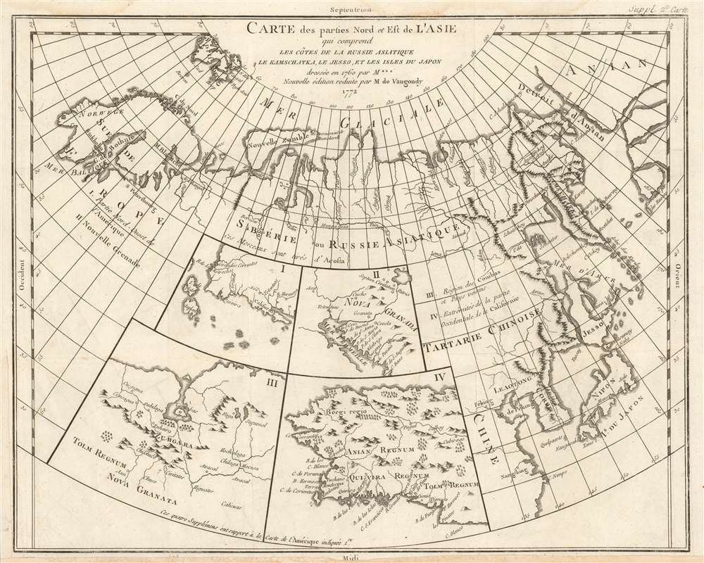 Carte des Parties Nord et Est de l'Asie qui Comprend les Cotes de la Russie Asiatique le Kamschatka, le Iesso, et les Isles du Japon. - Main View