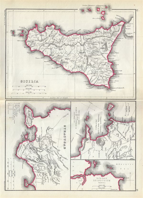 Sicilia.  Syracusae.  The Bay of Naples and adjacent Part of Campania.  The Two Ports of Brundusium (Brindisi). - Main View