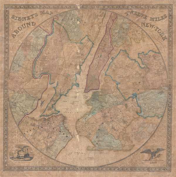 Sidney's Map of Twelve Miles Around New York. - Main View