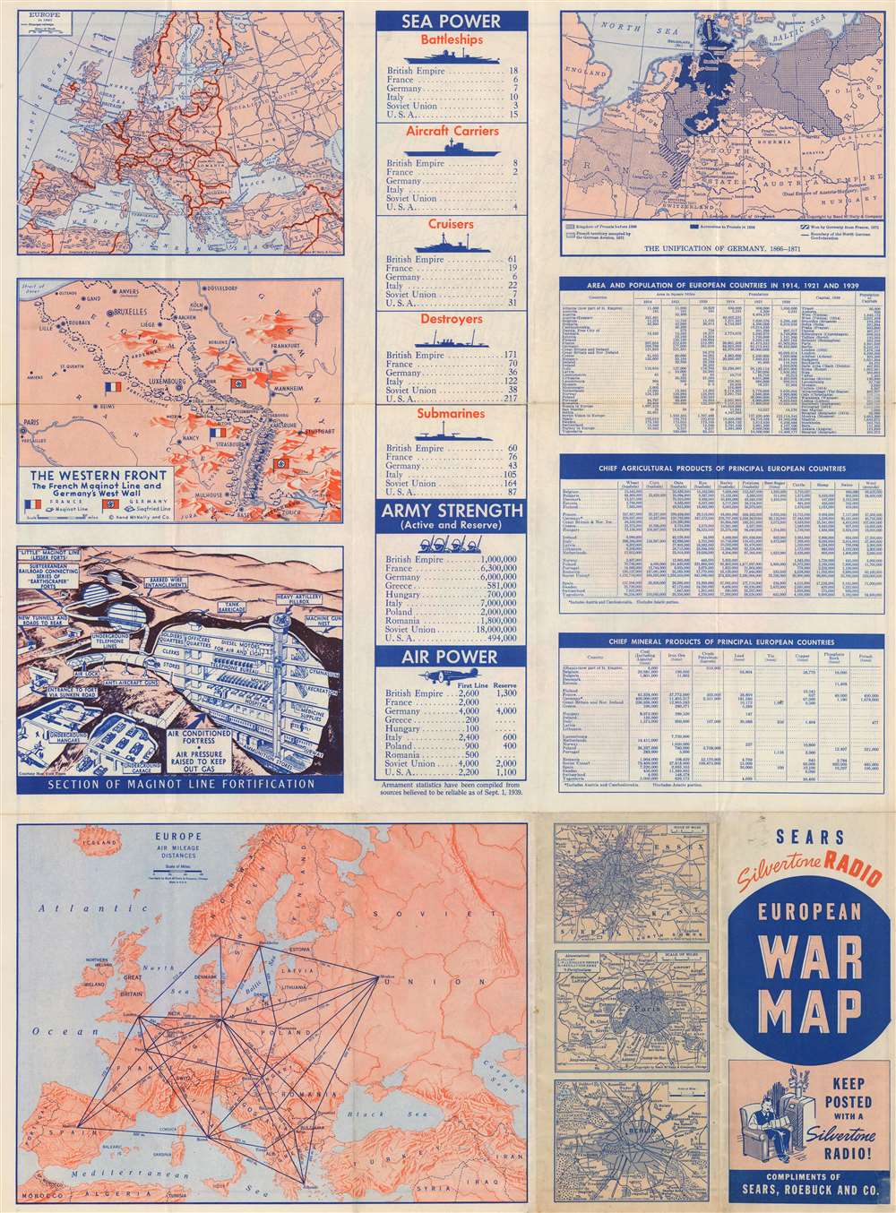 Rand McNally standard map of Europe./ Sears Silvertone radio European War Map. - Alternate View 2