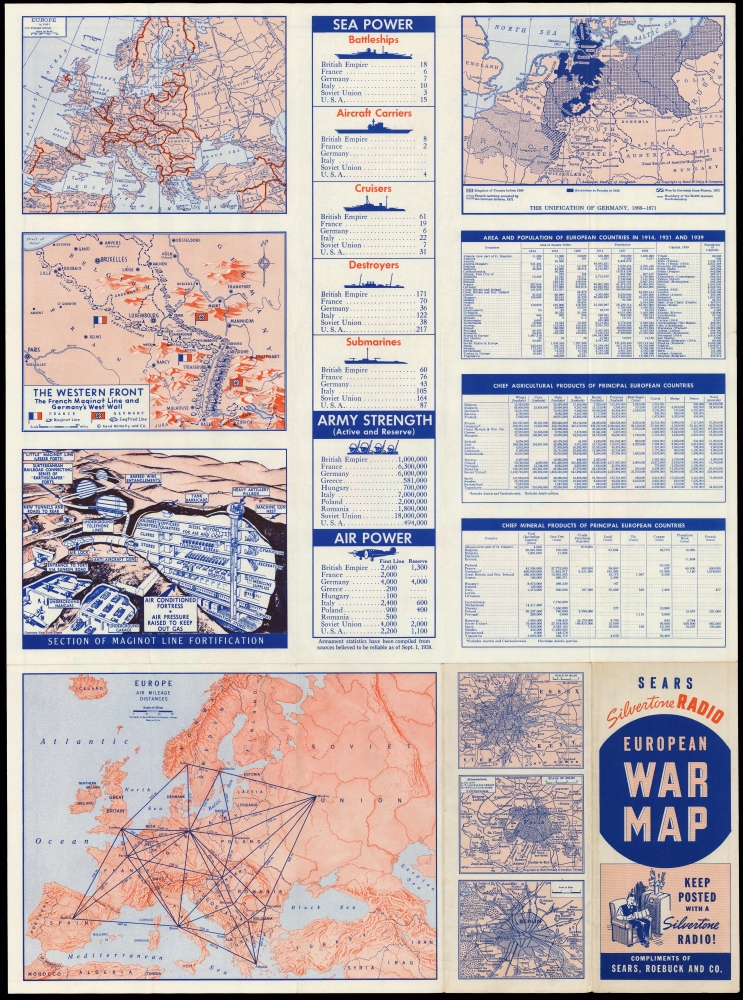 Rand McNally standard map of Europe./ Sears Silvertone radio European War Map. - Alternate View 2