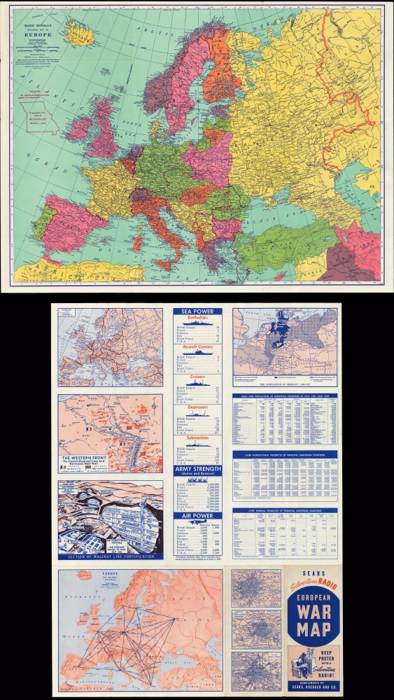 Rand McNally standard map of Europe./ Sears Silvertone radio European War Map. - Main View