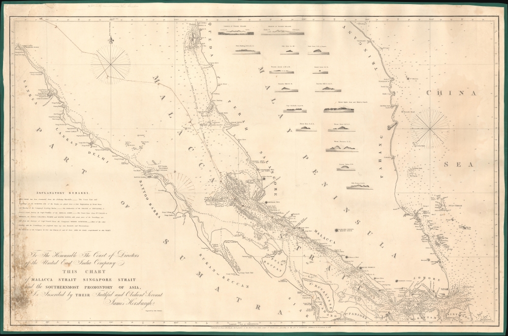 To The Honourable The Court of Directors of the United East India Company This Chart of Malacca Strait Singapore Strait and the Southernmost Promontory of Asia, is Inscribed by their Faithful and Obedient Servant James Horsburgh. - Main View