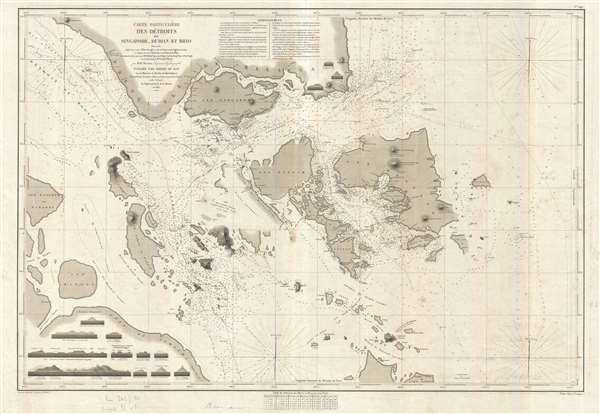 Carte Particulière des Détroits de Singapore, Durian et Rhio. - Main View