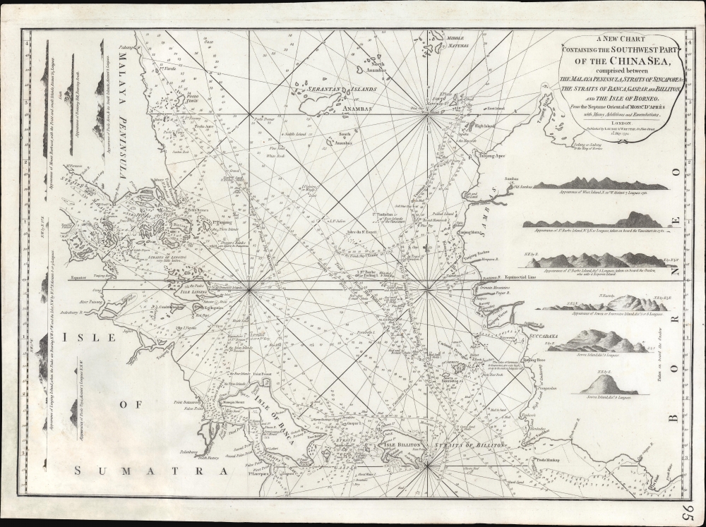 A New Chart Containing the Southwest Part of the China Sea, comprised between The Malaya Peninsula, Straits of Sincapore andc, The Straits of Banca, Gaspar and Billiton, and The Isle of Borneo. - Main View