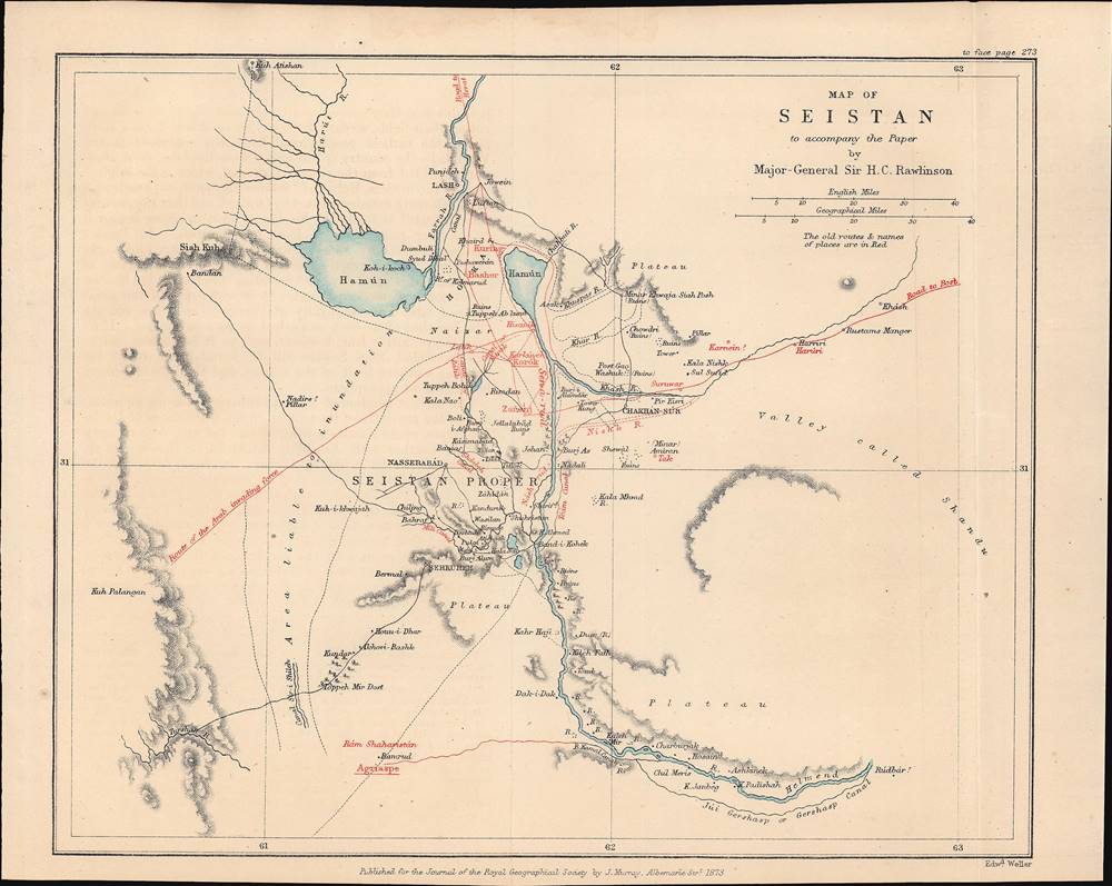 Map of Seistan, to accompany the Paper by Major-General Sir H.C. Rawlison. - Main View