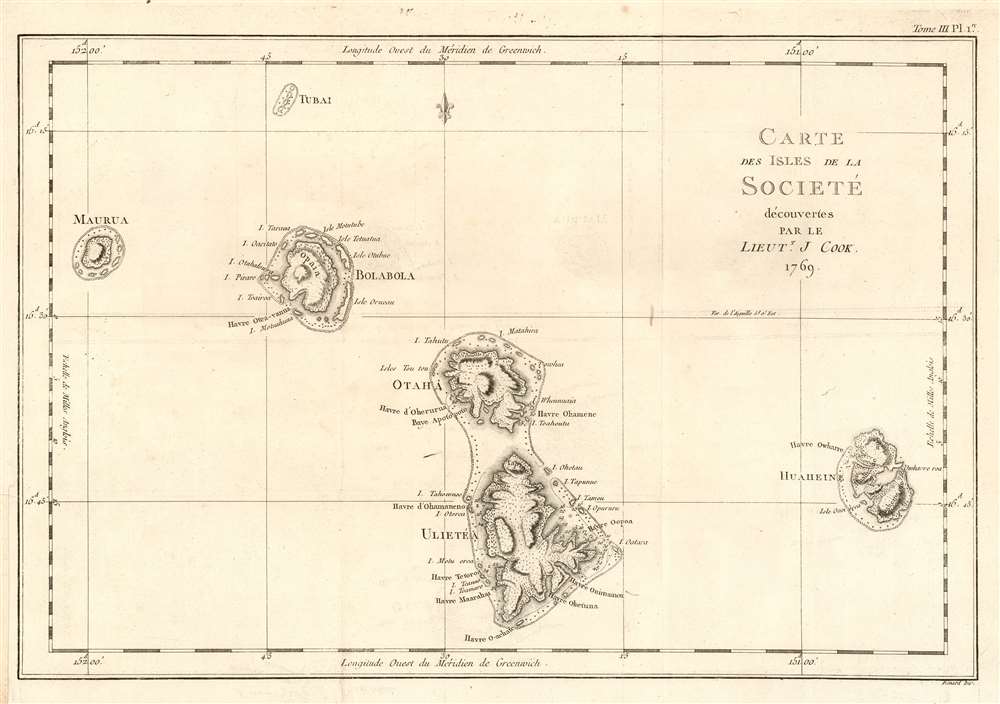 Carte des Isles de la Societé découvertes par le Lieutt. J. Cook 1769. - Main View