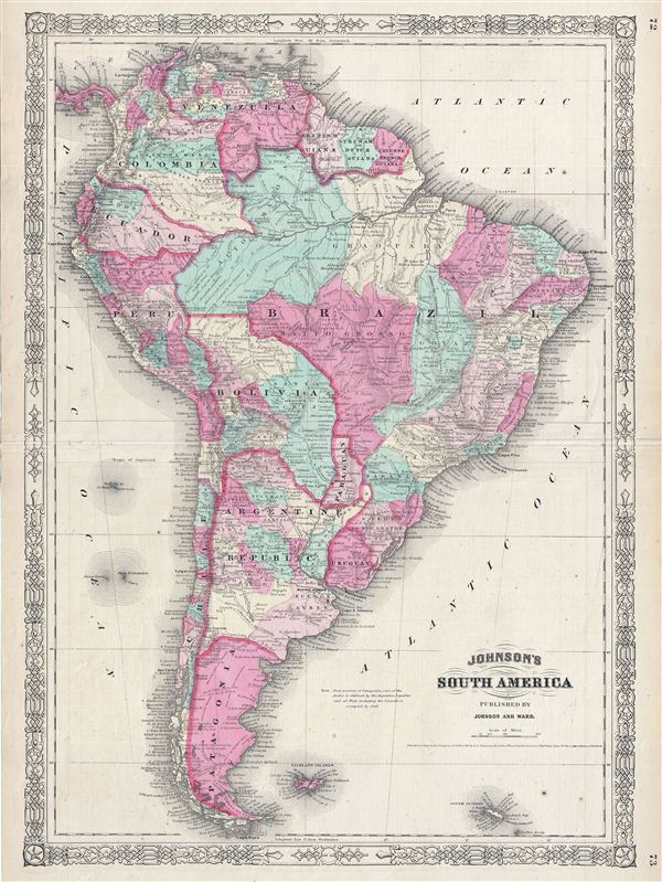 1865 Johnson Map of South America