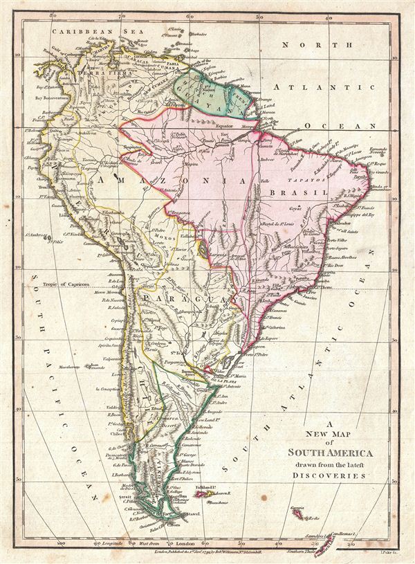 A New Map of  South America drawn from the latest Discoveries. - Main View