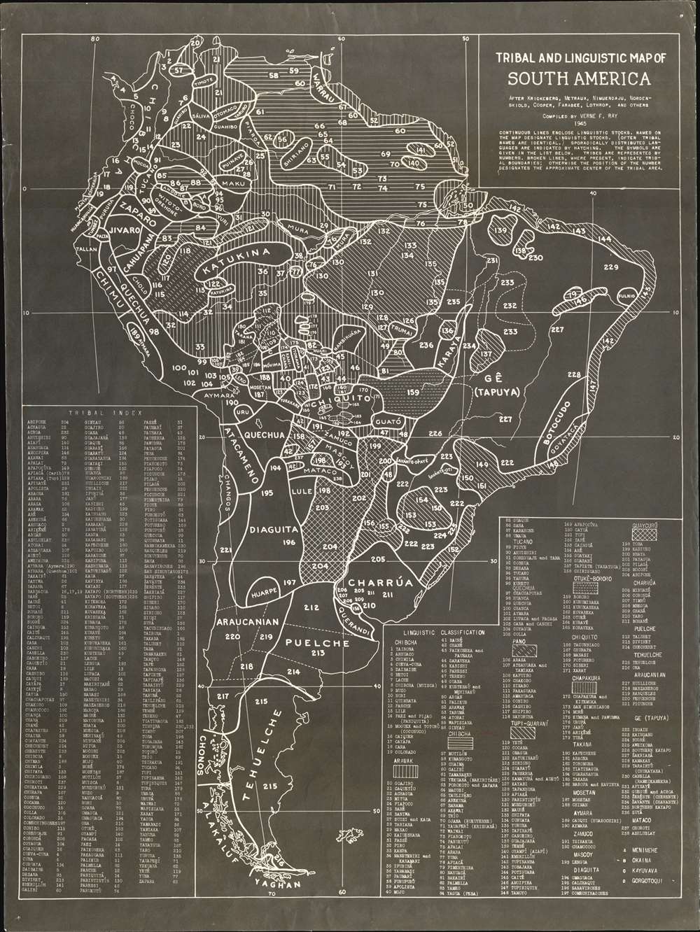 Tribal and Linguistic Map of South America. - Main View