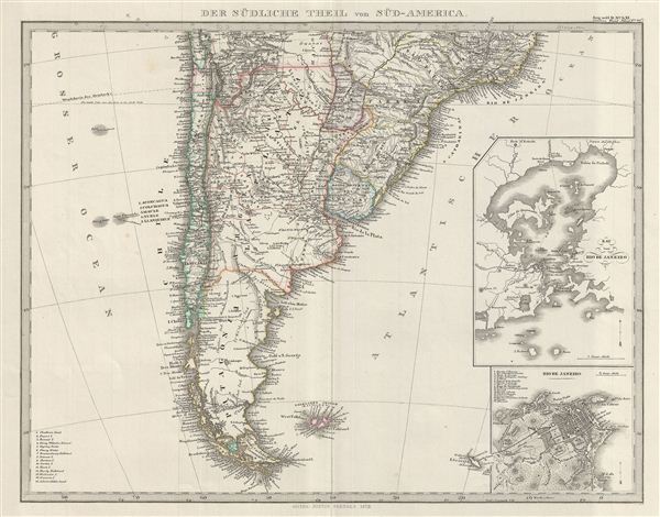 1873 Stieler Map of the Southern part of South America