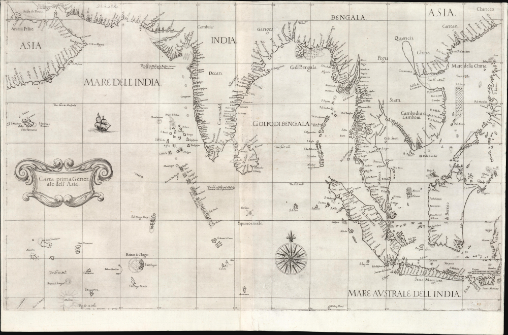 1646 Robert Dudley Chart of the Indian Ocean and the East Indies: Rare First State