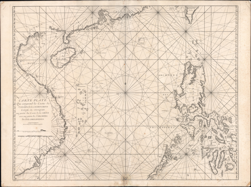 1745 Mannevillette First Edition Nautical Chart of the South China Sea and Philippines