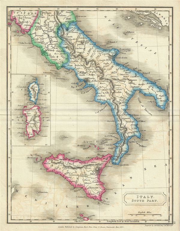 1822 Butler Map of South Italy