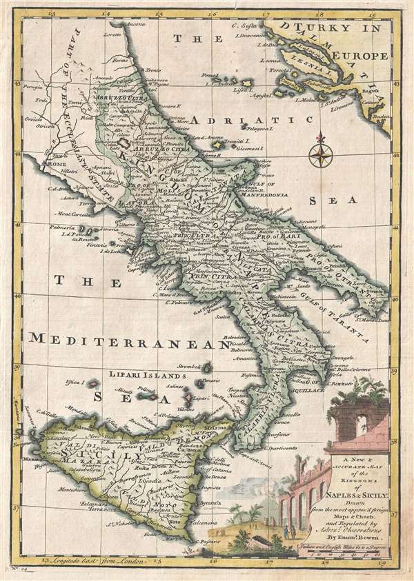 A New and Accurate Map of the Kingdoms of Naples and Sicily. - Main View