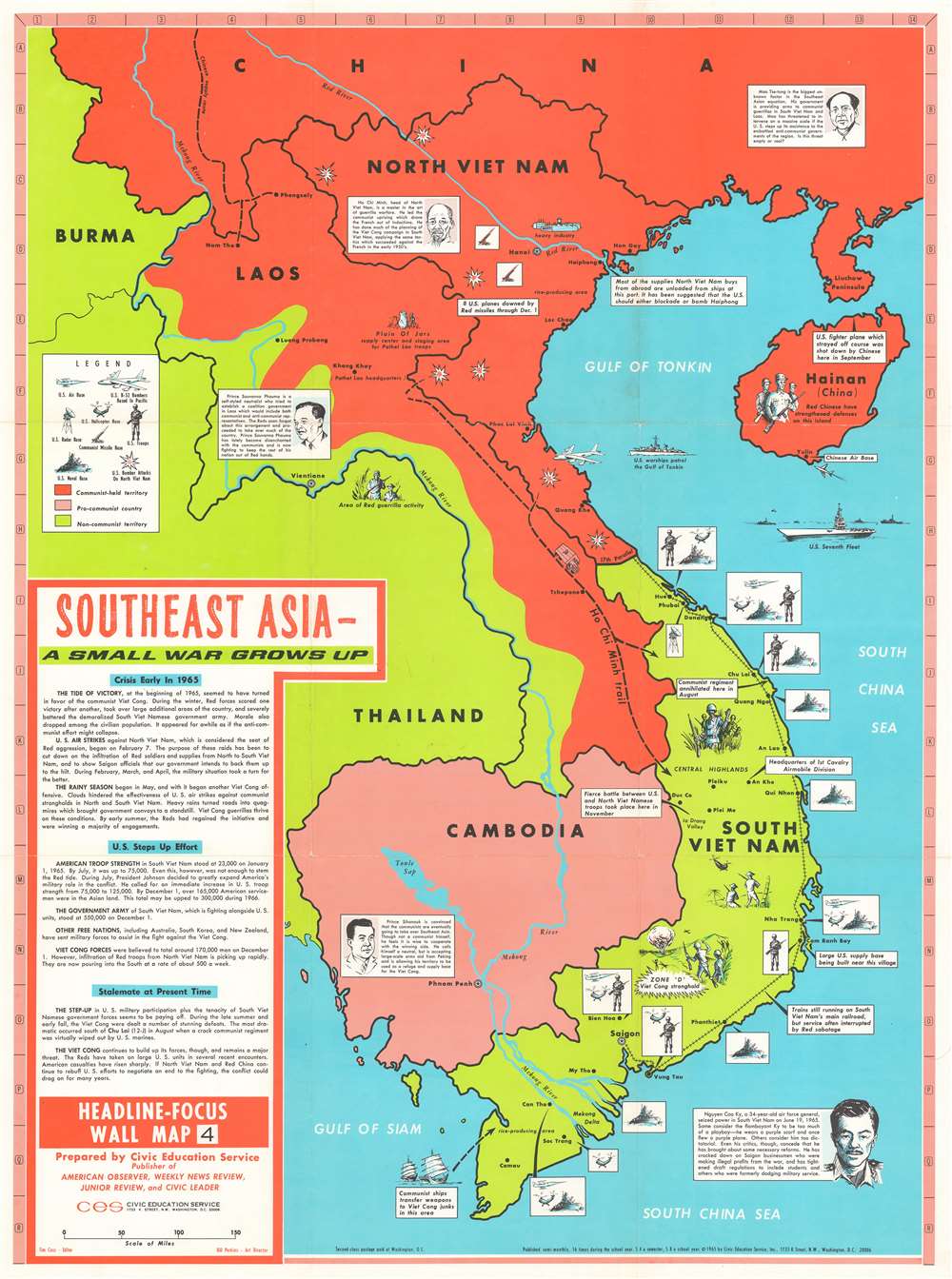 Southeast Asia - A Small War Grows Up. Headline-Focus Wall Map 4. - Main View