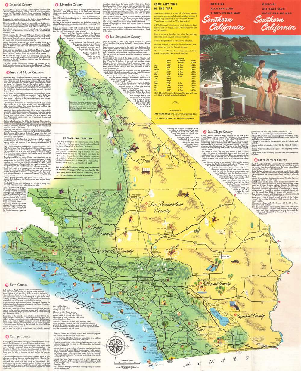 Official All-Year Club Sight-Seeing Map Southern California. - Main View