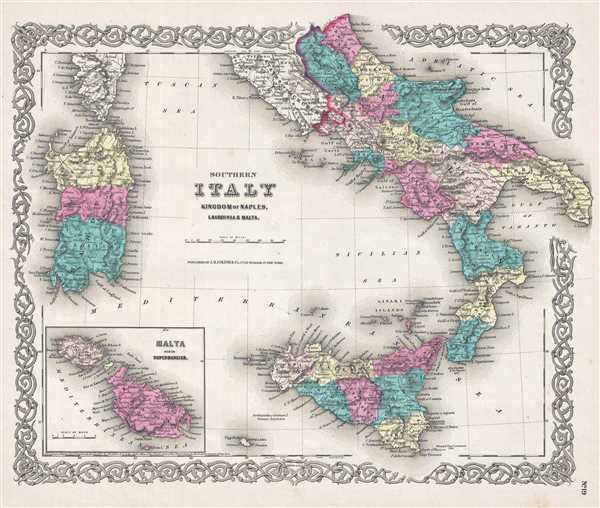 Southern Italy Kingdom of Naples, I. Sardinia and Malta. - Main View