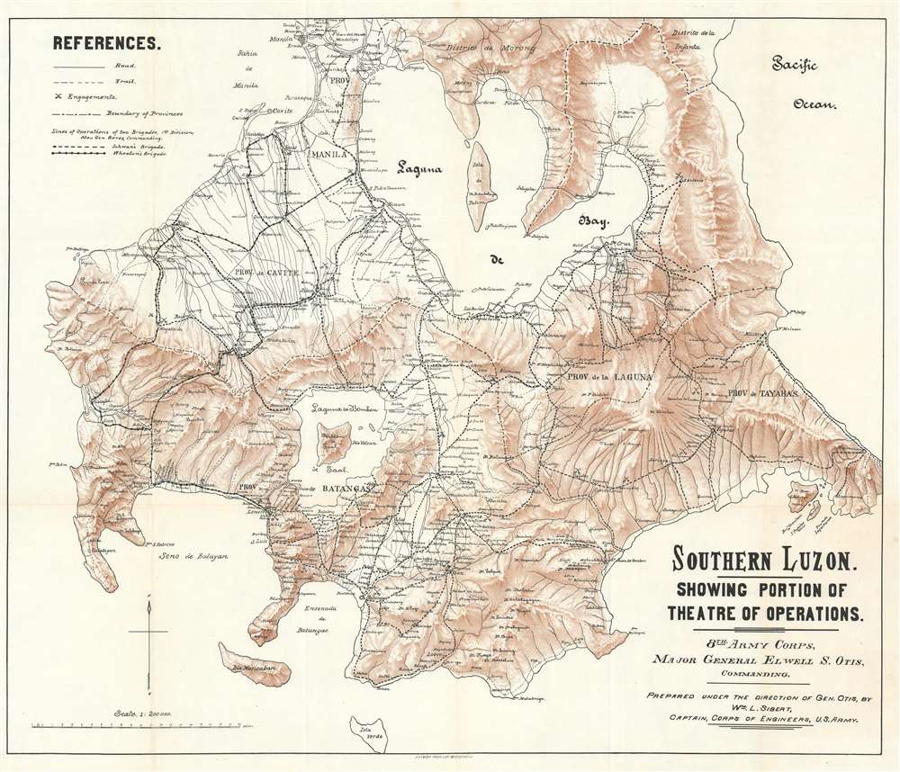 Southern Luzon.  Showing Portion of Theater of Operations.  8th Army Corps, Major General Elwell S. Otis, Commanding. - Main View