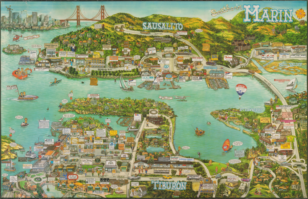 1988 City Design Pictorial View of Sausalito, Tiburon, and Environs, California