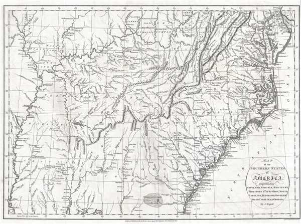 Map of the Southern States of America, Comprehending Maryland, Virginia, Kentucky, Territory South of the Ohio, North Carolina, Tennessee Government, South Carolina, and Georgia. - Main View