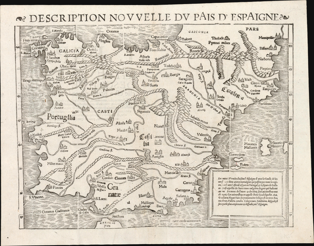 1540 / 1568 Münster Map of Spain