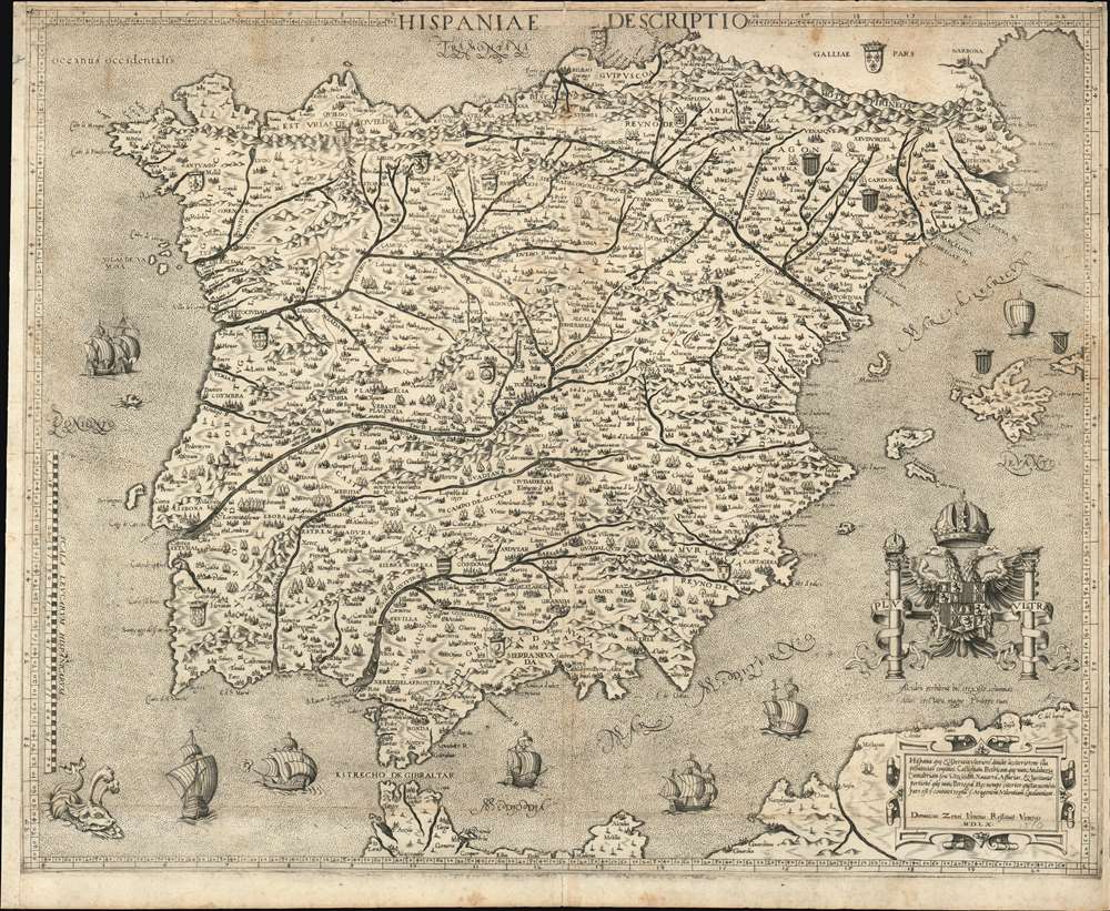 Hispania Descriptio / Hispania, quae et Iberia in ulteriore dividit ac citeriorem... - Main View