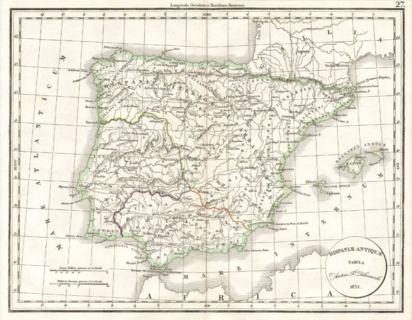 Delamarche's Map of Spain and Portugal under the Roman Empire. - Main View