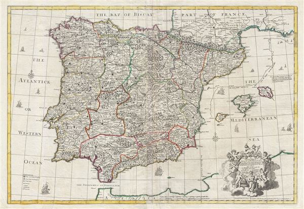 A correct map of Spain and Portugal : according to the newest observations and discoveries communicated to the Royal Society at London and the Royal Academy at Paris… - Main View