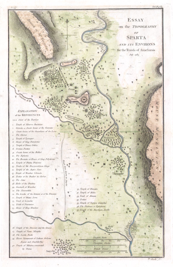 Topography of Sparta, Ancient Greece and Environs. - Main View