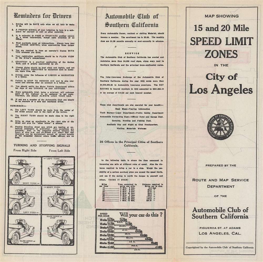 Map of the City of Los Angeles Showing 15 and 20 Mile Speed Limits Within City Boundaries. - Alternate View 1