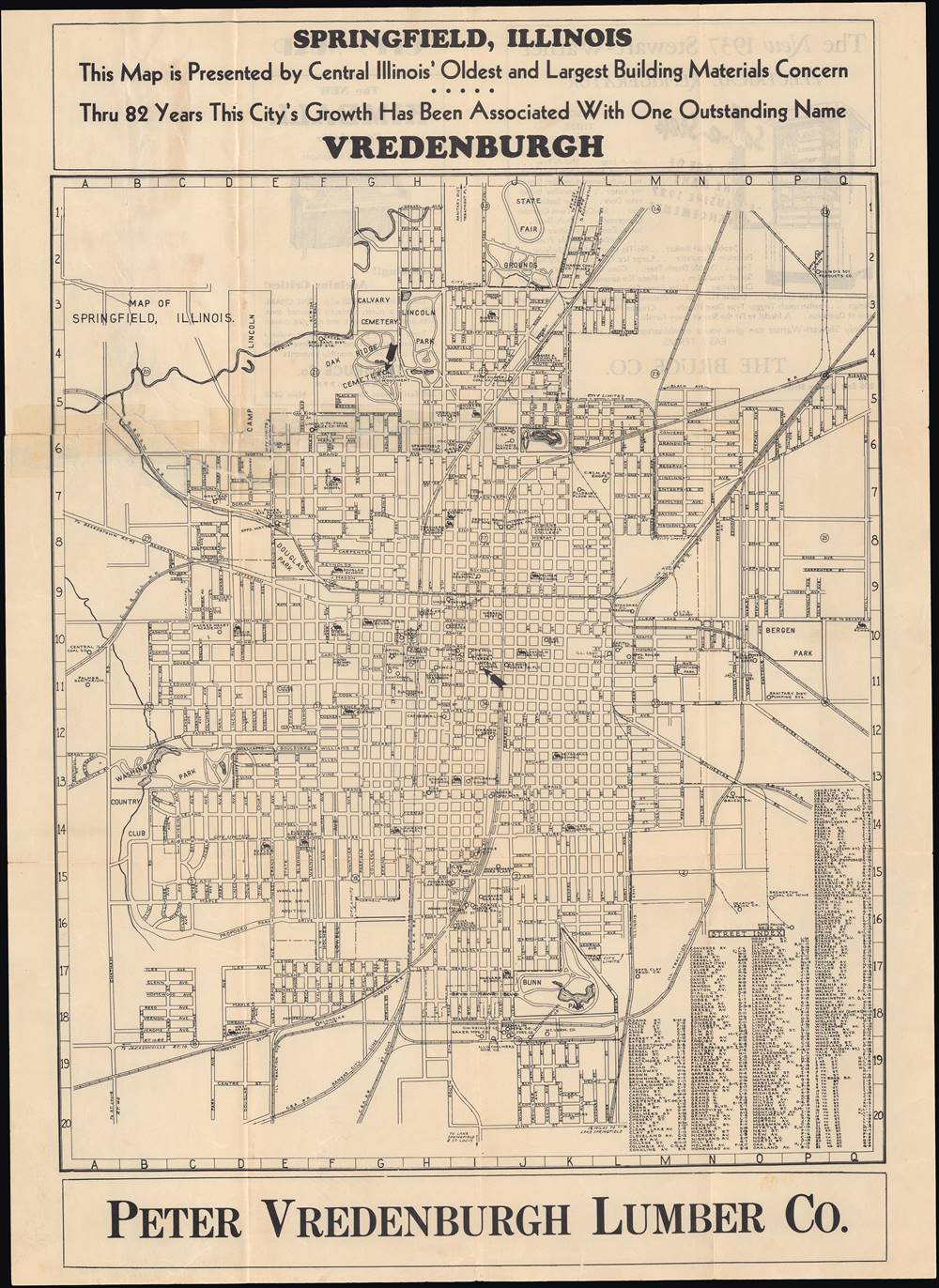 Map of Springfield, Illinois. - Main View