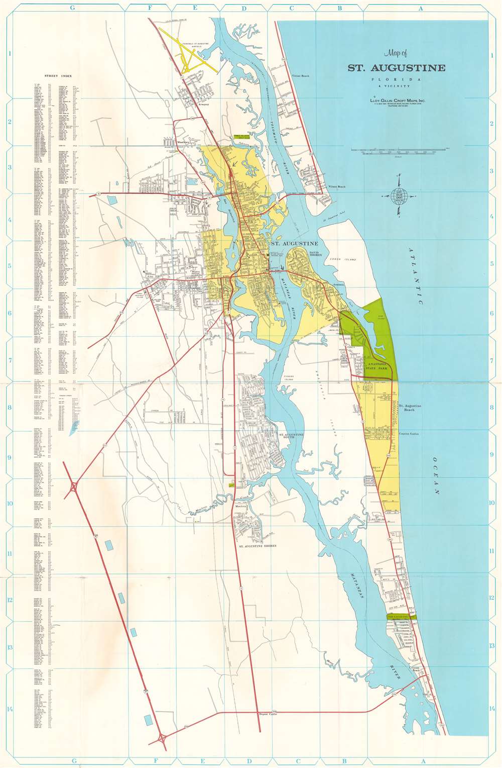 Map of St. Augustine and St. Johns County, Florida. - Main View
