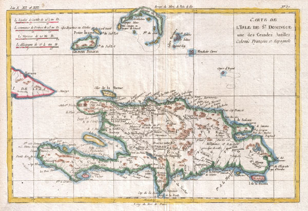 Carte de L'Isle de St. Domingue une des Grandes Antilles Colonie Francoise et Espagnole. - Main View