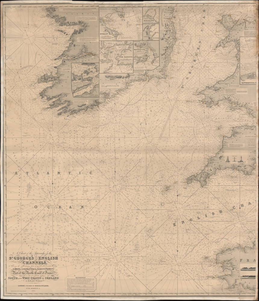 A Chart of the Approaches to the St. George's and English Channels showing the navigation from 47°43 N. Lat. and 11°28 W. Long. to Bristol, Liverpool, and Dublin, Falmouth and Plymouth; Part of the North Coast of France, and the South and West Coasts of Ireland to Cork and Galway. - Main View