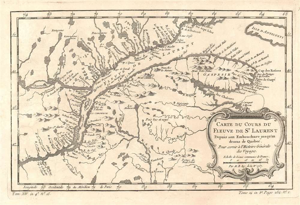 Carte du Cours du Fleuve de St. Laurent Depuis son Embouchure jusqu'au dessus de Québec. - Main View