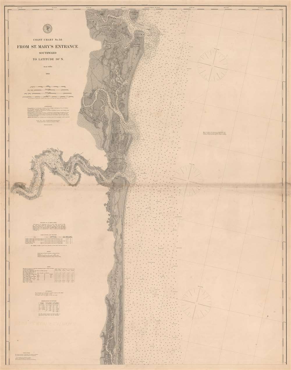 Coast Chart No. 58 From St. Mary's Entrance Southward to Latitude 30 Degrees N. - Main View