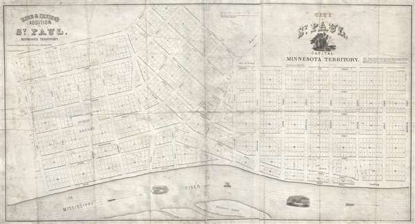 City of Saint Paul, Capital of Minnesota Territory. / Rice and Irvine's addition to St. Paul, Minnesota Territory. - Main View