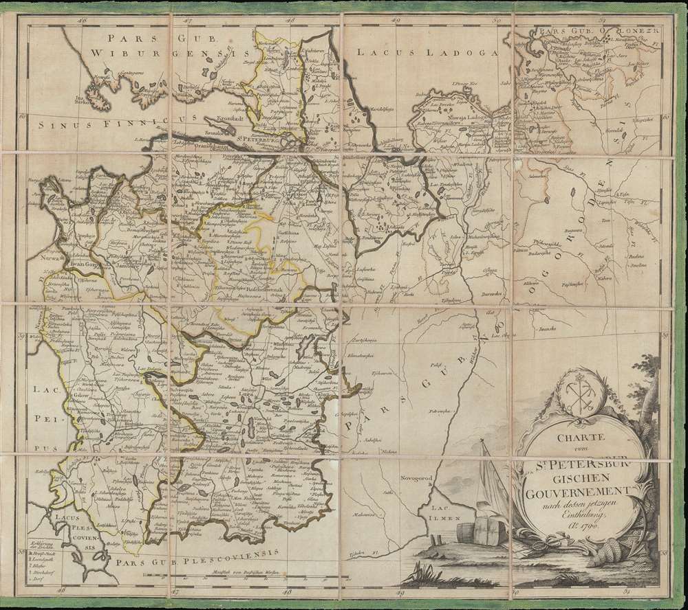 1790 Schlepper Map of the Environs of St. Petersburg, Russia