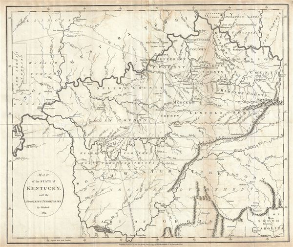 Map of the State of Kentucky; with the Adjoining Territories. - Main View