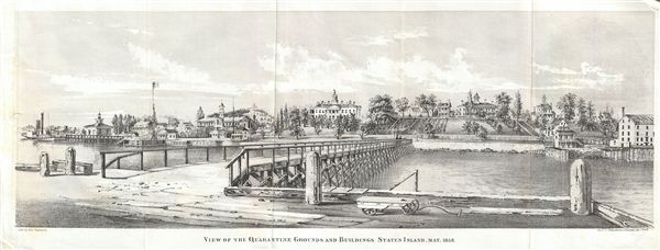 1858 Valentine View of Quarantine Buildings, Staten Island, New York