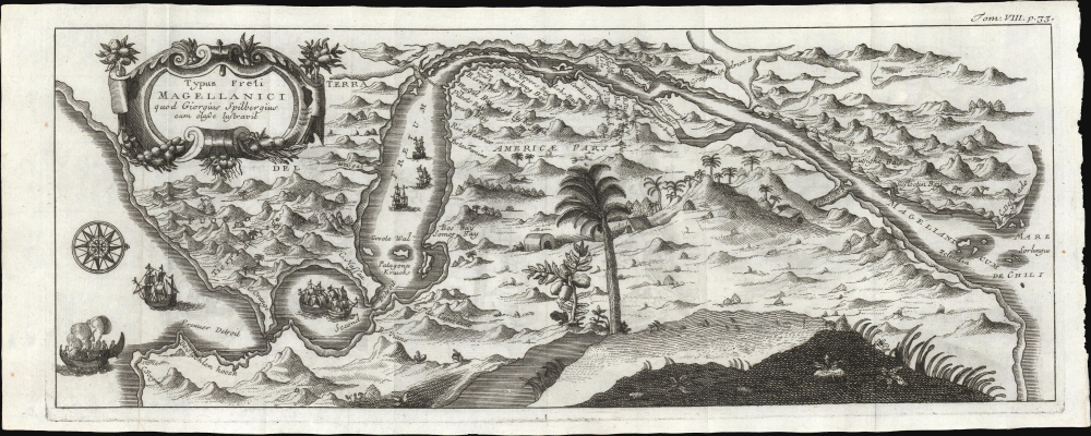 1725 Renneville Map of the Strait of Magellan, Tierra del Fuego