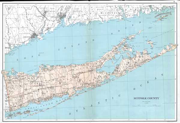 1895 Bien Map of Suffolk County (Hamptons), Long Island, New York