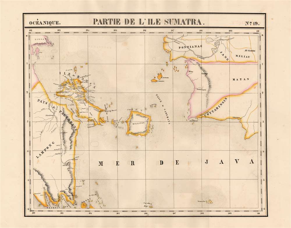 1827 Vandermaelen Map of Sumatra, the Sunda Strait, and the Java Sea