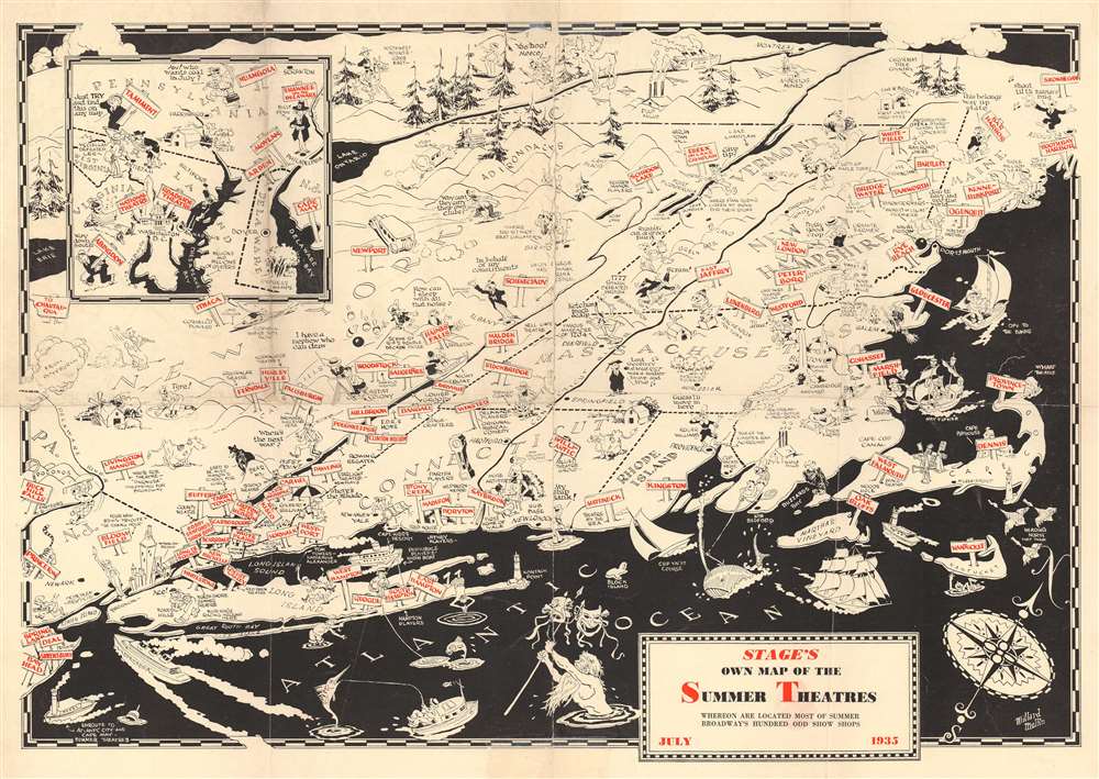 Stage's Own Map of the Summer Theatres Whereon are Located Most of Summer Broadway's Hundred Odd Show Shops. - Main View